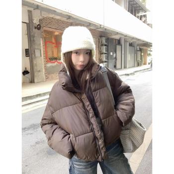 加厚保暖短款麵包棉服女冬季新款洋氣立領棉襖小個子黑色棉衣外套