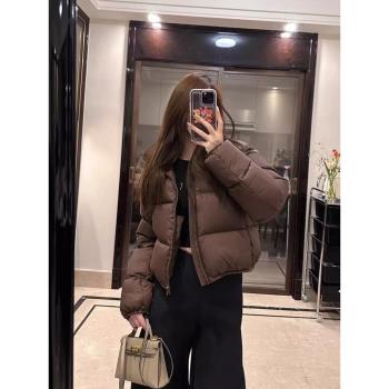 肯豆風立領羽絨服女冬季小個子寬松白鴨絨加厚麵包服短款棉襖外套