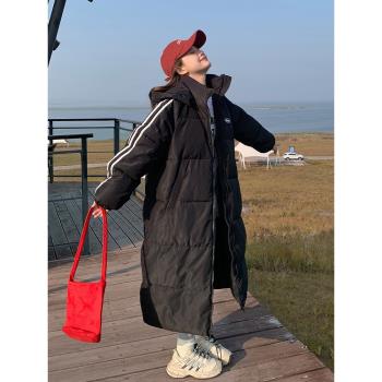 2024年冬季新款羽絨棉服女韓版學生過膝長款棉襖oversize棉衣外套