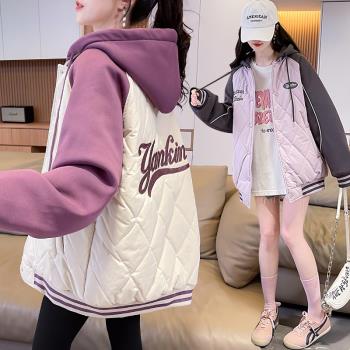 加厚保暖棒球服外套女冬季2024新款初高中學生青少年寬松韓版棉服