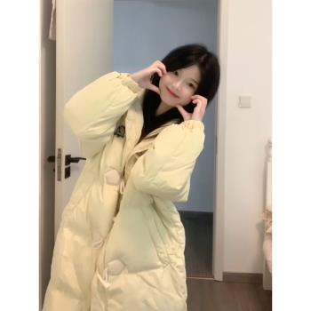 2024年新款棉衣牛角扣冬季羽絨棉襖奶呼呼外套中長款小個子棉服女