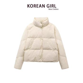 白色立領短款羽絨棉服女冬季新款韓版加厚麵包服小個子棉衣外套潮