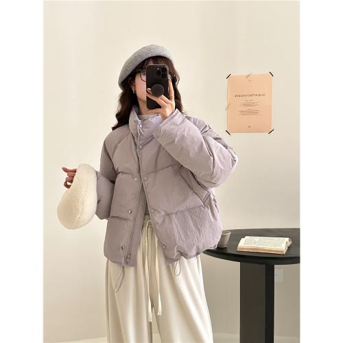 今年流行紫色輕薄羽絨服女冬季短款小個子韓版寬松設計感小眾外套