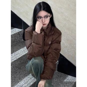 美拉德立領短款羽絨服女冬季高階感小個子加厚保暖麵包服棉襖外套