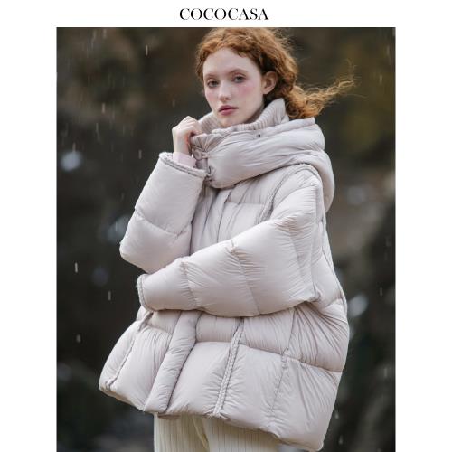 cococasa設計感奶油泡芙鴨絨羽絨服女2025冬新短款零鵝絨高級外套