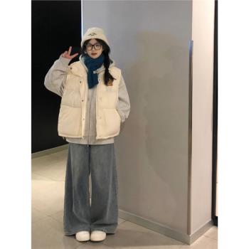 白色羽絨棉衣馬甲外套女秋冬季棉襖外穿初冬疊穿加厚加絨寬松棉服