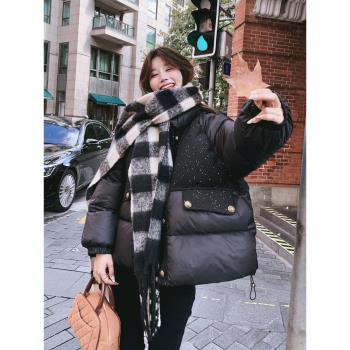 設計立領小香風女冬季短款羽絨服