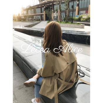 Lecea Alice風衣女中長款2024秋季新款韓版卡其色系帶大衣外套女