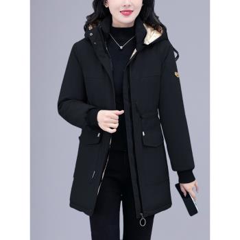 大碼棉衣女200斤外套2024新款胖mm冬裝加厚棉服中長款派克服棉襖