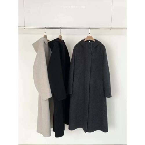 FUBO工廠店 egg韓國東大門2024新款秋冬高級感雙面羊絨大衣外套女