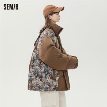 森馬2024新款國風棉服女設計感小眾冬加厚立領新中式羽絨棉衣外套