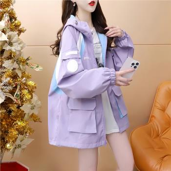 早秋大碼女裝2024年新款開衫風衣外套女爆款沖鋒衣棒球服夾克上衣