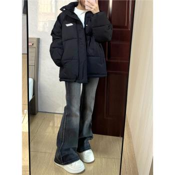 黑色羽絨棉服女ins潮學院風寬松立領棉衣外套冬季保暖加厚麵包服