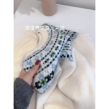 (免運)復古費爾島毛衣秋冬女慵懶高階感民族風重工提花圓領套頭針織衫
