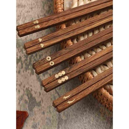 (免運)高檔雞翅木筷子家用無漆無蠟防滑耐高溫新款單人裝木質一人一筷