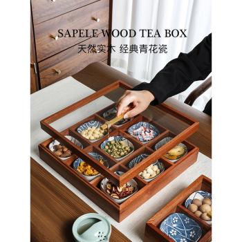 (免運)實木九宮格乾果盤客廳家用託盤精緻水果零食堅果點心盒中式茶點盤
