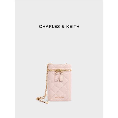 (免運)CHARLES&KEITH夏季女包CK2-00701397菱格鏈條斜挎迷你手機包女