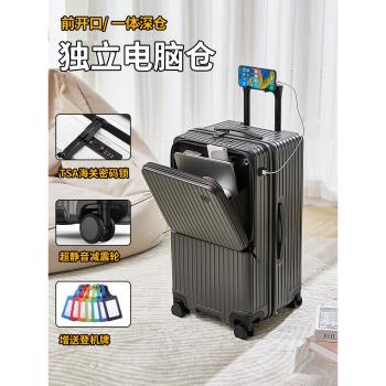 (免運)20寸登機行李箱女出差大容量耐用結實拉桿箱24寸前開口密碼旅行箱