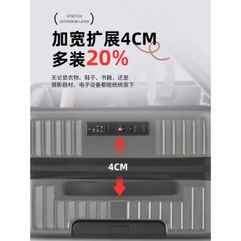 (免運)大容量側開行李箱女可擴容拉桿箱男PC材質20寸密碼登機皮箱旅行箱