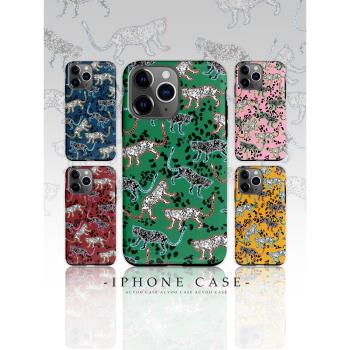 Acvoo復古歐美藍色花豹iPhone16Promax全包二合一綠色豹子保護12適用於13蘋果14手機殼不掉色防摔殼小眾