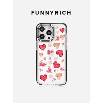 FUNNYRICH愛心餅幹適用iPhone16ProMax手機殼磁吸蘋果15透明新款保護套14plus女超薄防摔13高階感簡約ins情侶