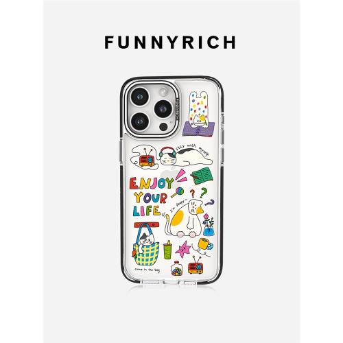 FUNNYRICH藝術家聯名enjoy your life適用iPhone17/16ProMax手機殼蘋果15plus新款磁吸保護套透明14女防摔Air