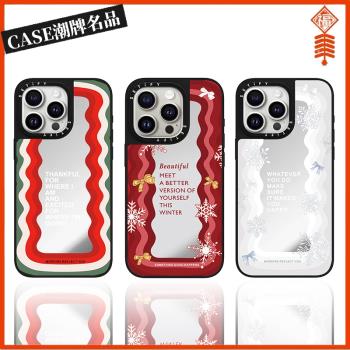 CASE雪花勵志語錄適用iPhone16Pro蘋果15Promax手機殼12鏡面13潮牌14防摔套15Pro個性16Promax女款Plus可磁吸