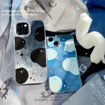 閃光湖IMD水波紋殼羽紗ins適用iPhone14promax原創設計蘋果16高階感15promax新款13保護套12全包防摔手機硬殼