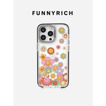 FUNNYRICH治癒太陽花適用iPhone16ProMax手機殼蘋果15磁吸13透明新款14保護套防摔女超薄可愛小清新高階感ins