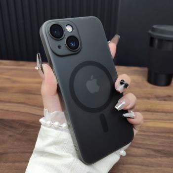 適用蘋果15手機殼iPhone14ProMax磨砂全包13Pro自帶玻璃鏡頭膜12超薄硬殼網紅11磁吸保護殼簡約時尚