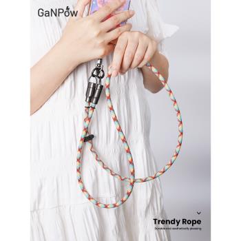 GaNPow原創手機掛繩充電線便攜式TYPE-C蘋果數據線100w快充可充電2合一女高階多功能戶外防丟手機繩斜挎可背