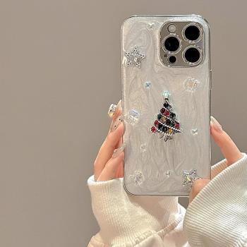 適用蘋果16promax手機殼新款韓系ins風滴膠聖誕樹iphone15pro高階感輕奢女款14個性創意13全包防摔16p保護套