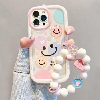 適用蘋果15Plus可愛16彩色笑臉iPhone16手機殼14ProMax簡約愛心13Pro全包X新款xsmax潮牌12矽膠11防摔保護套