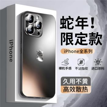 適用蘋果15promax手機殼iphone16蛇年新款plus鏡頭全包11por防摔矽膠套12pm男女高階感秋冬外14磨砂玻璃13pro