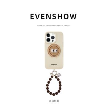 EVENSHOW超好看新款液態矽膠支點手機殼帶支架適用於蘋果iPhone16promax15/14/13小眾高階全包外殼套不會撞殼