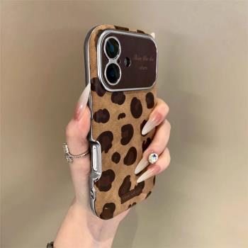 適用蘋果16秋冬手機殼iphone16promax豹紋新款15plus小眾高階感14Pro輕奢不撞款13pm全包鏡頭12防摔11軟殼lv