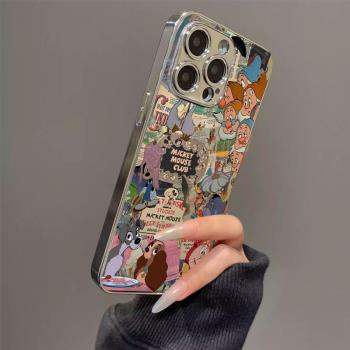 適用蘋果16promax手機殼小羊皮可愛復古矮人iphone15pro電鍍新款彩繪14PM卡通13網紅男女12創意16p防摔保護套