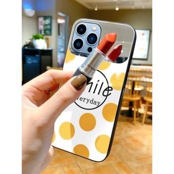 補妝鏡蘋果15pro手機殼女款13promax日韓iphone11清新xr波點14/16plus簡約13max鏡子玻璃12網紅xsmax時尚防摔