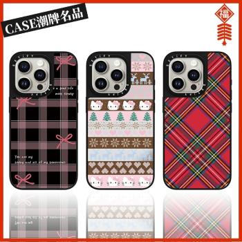 CASE紅色格紋適用iPhone16Pro蘋果15Promax手機殼12潮牌13防摔套14個性15Pro創意16Promax時尚Plus可磁吸11女