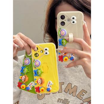 立體卡通玩具總動員11適用蘋果16promax手機殼推拉式隱形支架iPhone15指環扣13鏡頭保護14全包防摔12pro女款