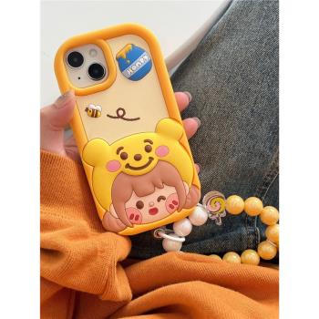 維尼女孩 適用蘋果15pro Max卡通iphone14矽膠13por防摔手機殼新泡泡瑪特手機套蘋果casetify