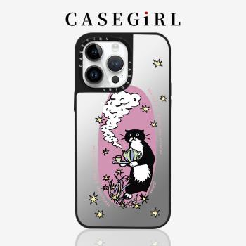 CASEGIRL孫珍妮張子萱同款茶點貓咪適用蘋果16手機殼iPhone15ProMax新款13網紅14plus明星12女11防摔XR全包邊