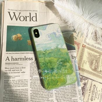 美術館|梵高綠色麥田iphone15適用蘋果16PRO手機殼14pro矽膠軟殼SE3文藝油畫iphone15promax保護殼新款13mini
