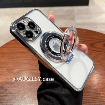機械風大指環支架磁吸13軟殼適用蘋果14pro自帶鏡頭膜iphone11手機套12promax全包邊保護15plus高階X銀高檔16
