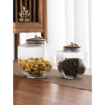 榜盛玻璃茶葉罐密封罐透明瓶花茶茶葉罐子家用乾果零食儲物收納罐