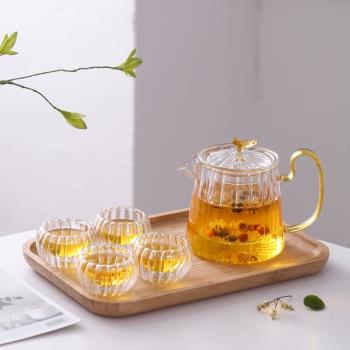 紅茶茶具過濾玻璃煮茶壺泡茶器家用耐高溫加厚養生綠茶花茶壺套裝