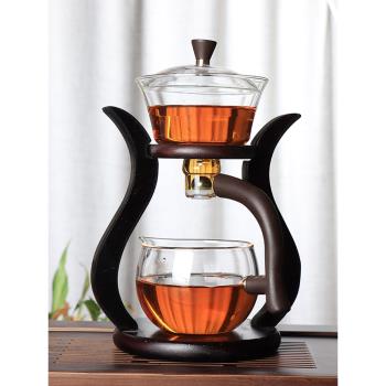 耐熱玻璃自動磁吸茶具耐高溫功夫茶具配件創意家用茶具懶人泡茶器