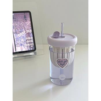 AKS茶水分離吸管杯冷泡杯大肚杯水杯玻璃杯女耐高溫茶杯ins風杯子