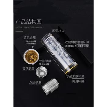 雙層金龍便攜耐熱男士泡茶水杯