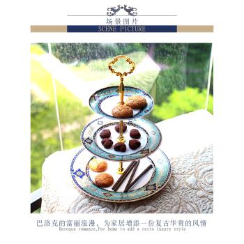 歐式雙層水果盤蛋糕盤家用高檔陶瓷下午茶三層點心架甜品臺展示架